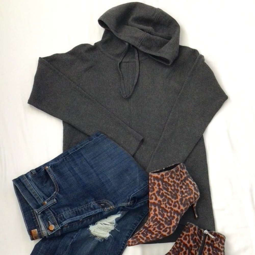 Banana Republic Sport Milano Hoodie Sweater Dark Grey Sz XS